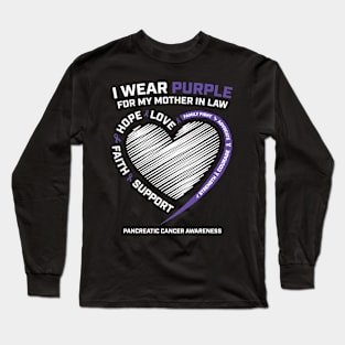 Support Purple Mother In Law Pancreatic Cancer Awareness Long Sleeve T-Shirt